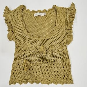 Happy Tree Mustard Crochet Blouse